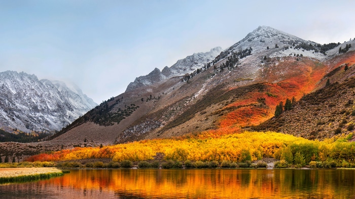 4K Fall Mountains and Lake Reflection in Sierra Nevada