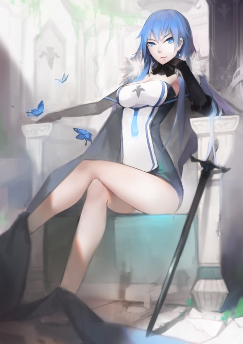 Nero sitting on a throne with butterflies
