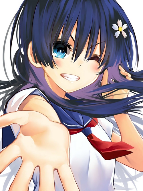 Anime girl with blue eyes and dark hair