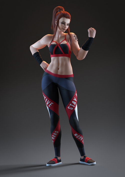Brigitte from Overwatch in sportswear