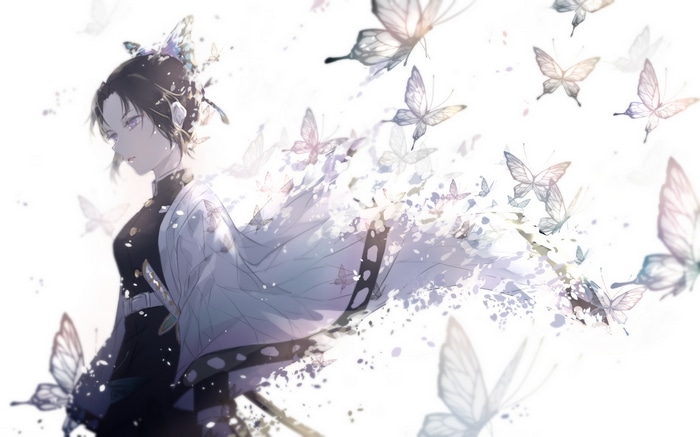 Kochou Shinobu surrounded by butterflies from Kimetsu no Yaiba