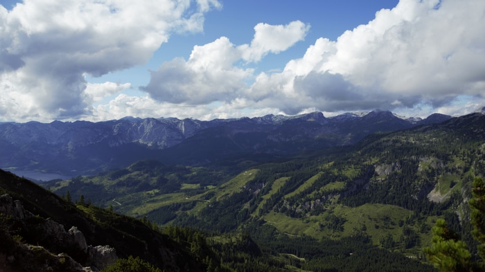 4K Mountains with Clouds and Trees Landscape