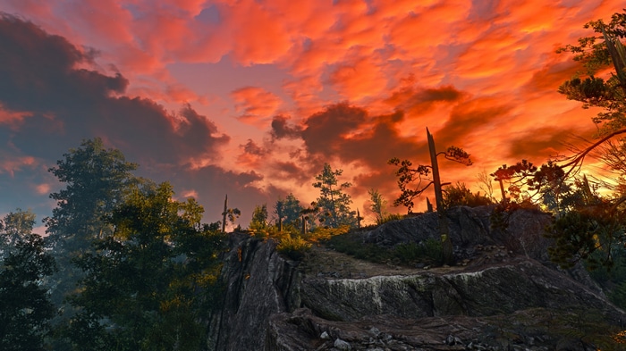 The Witcher 3: Wild Hunt 4K Sunset Landscape