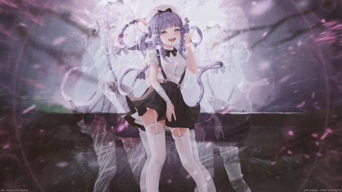 Anime girl with purple twintails and thigh-highs