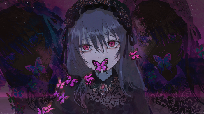 4K Anime Girl with Butterflies