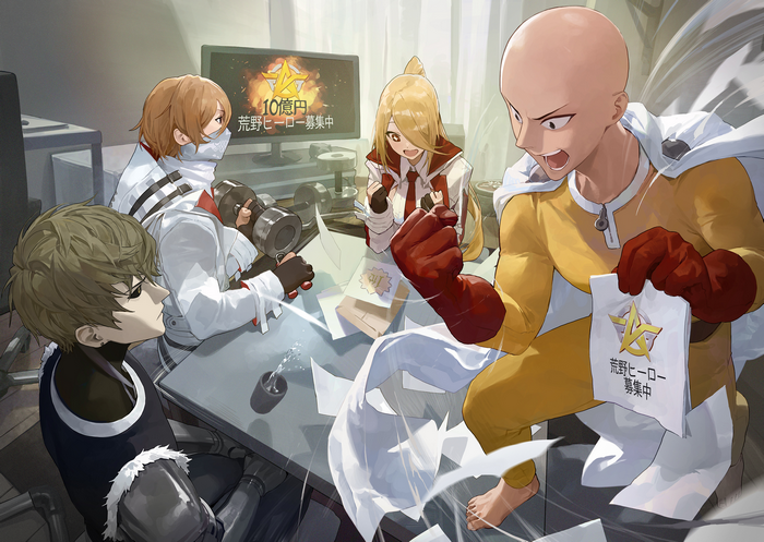 One-Punch Man Characters at a Table