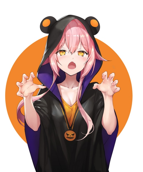 Anime girl in Halloween costume with bear ears