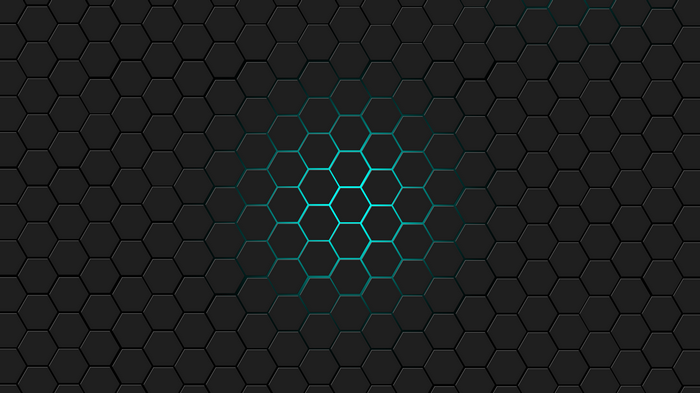 Dark Hexagonal Pattern with Cyan Glow