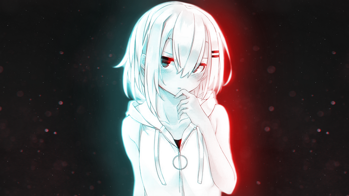 Anime girl with blue and red lighting