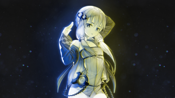 Anime girl with blue and yellow lighting