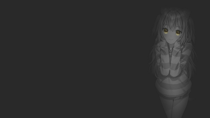 Monochrome anime girl with yellow eyes