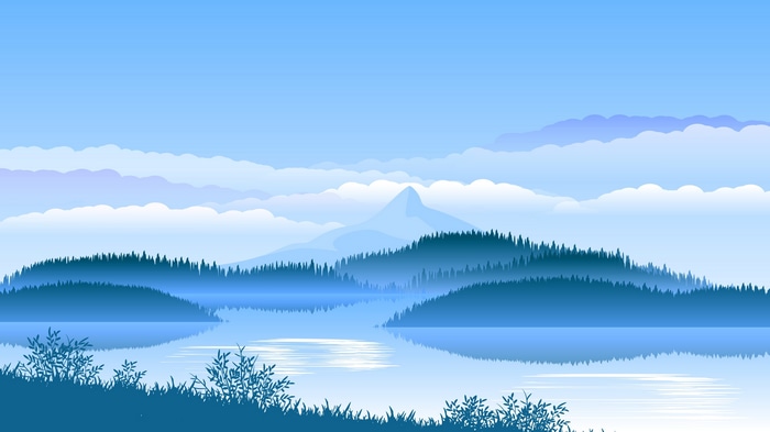 4K Vector Landscape with Mountains and Lake