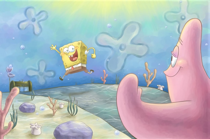 Spongebob and Patrick Star underwater