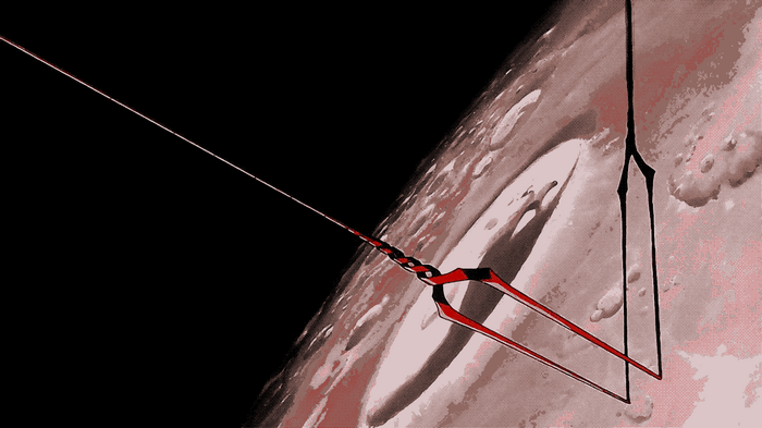 Spear of Longinus in space near a planet
