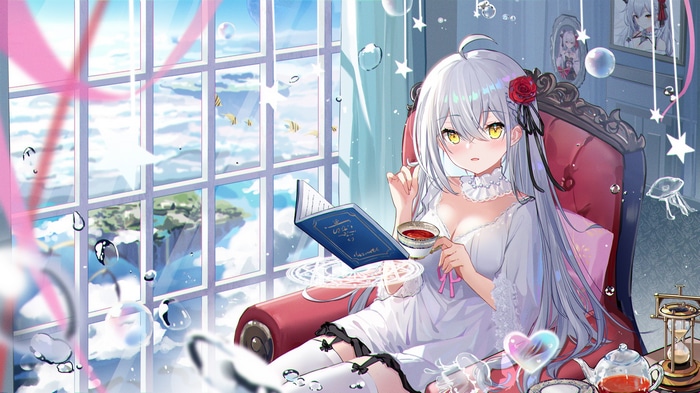 Yukizawa Xueze reading a book by the window