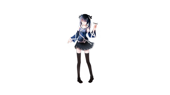 Anime girl with dark hair and blue outfit