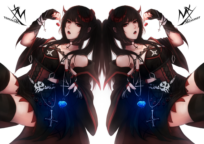 Anime girl with horns and cherries, MX Shimmer
