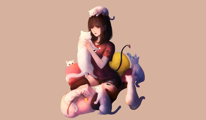 Girl with cats and devil tail