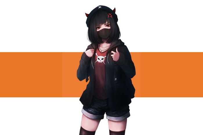 Anime girl with horns and mask