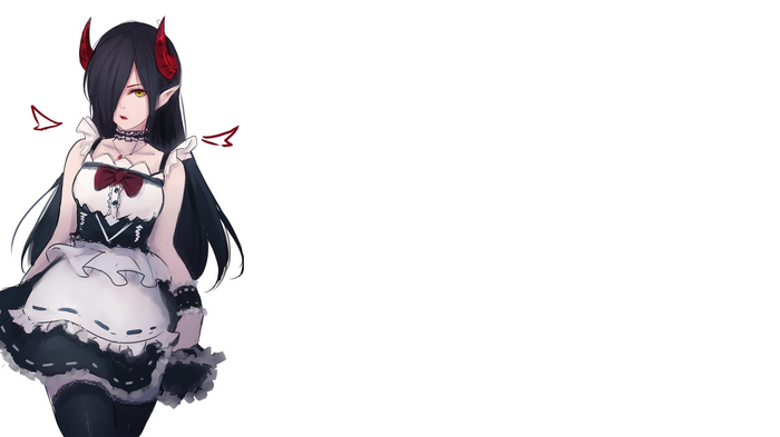Anime girl with horns and maid outfit