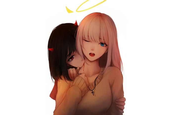 Anime girls with devil and angel features
