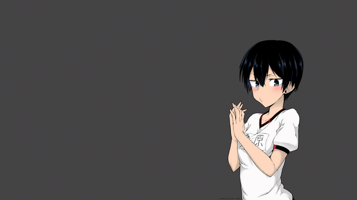 Anime girl with black hair and blue eyes