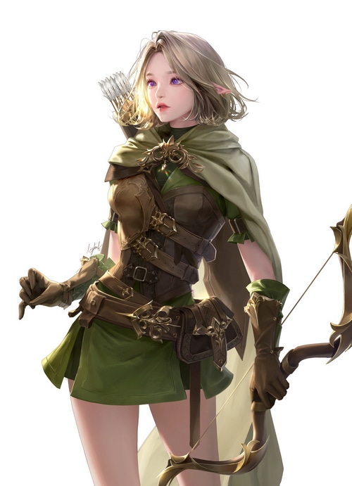 Elf Archer with Bow and Arrows