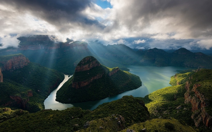 Blyde River Canyon with sun rays
