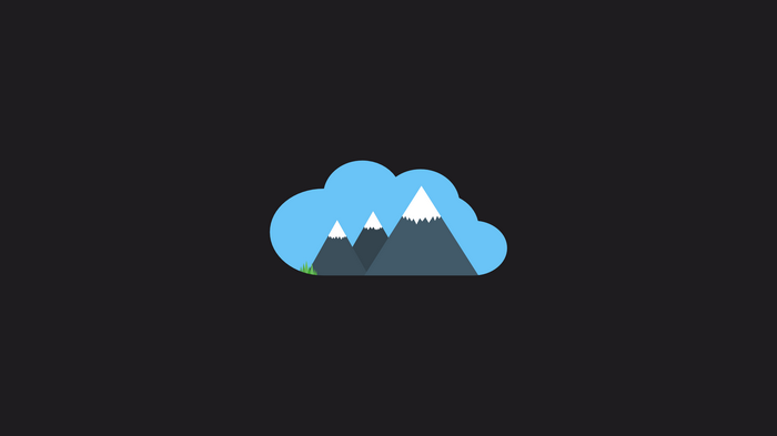 Minimalist cloud with snowy mountains and grass