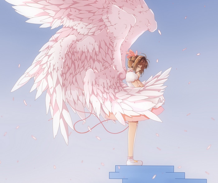 Sakura Kinomoto with large angel wings