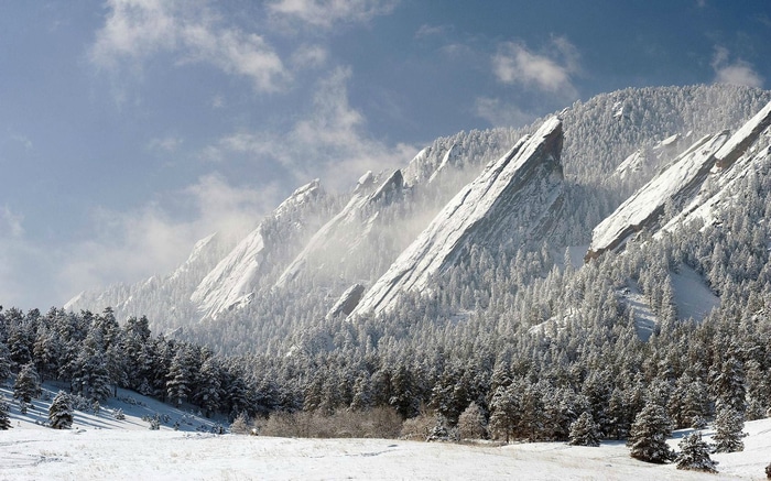 Winter landscape of snow-covered mountains in Colorado