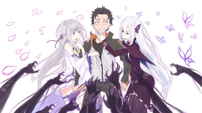 Emilia, Echidna, and Subaru in Re:Zero
