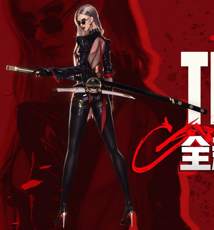 Woman with swords and sunglasses