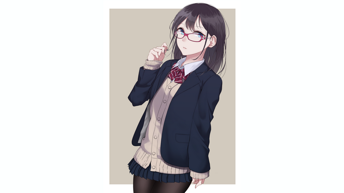 4K Anime Girl in School Uniform with Glasses