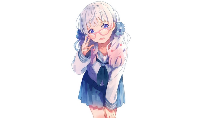 Anime girl with glasses in school uniform