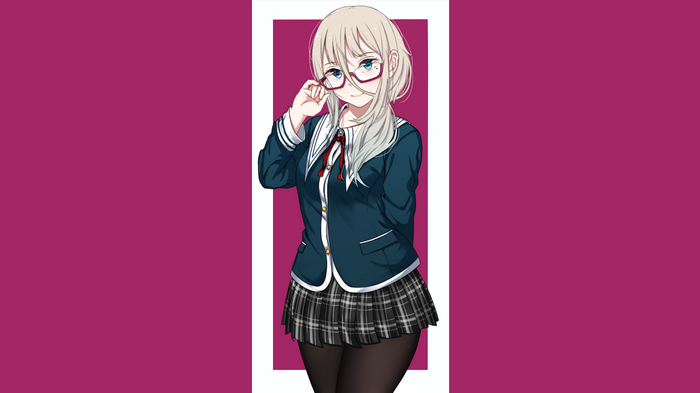 4K anime girl with glasses in school uniform