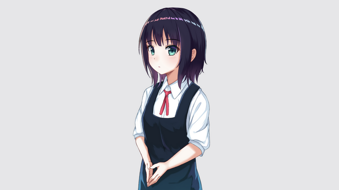 Anime girl in school uniform with red tie