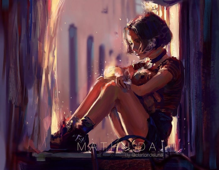 Mathilda from Leon: The Professional sitting by a window