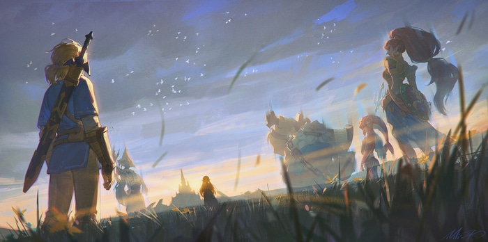 Link and spirits in The Legend of Zelda: Breath of the Wild