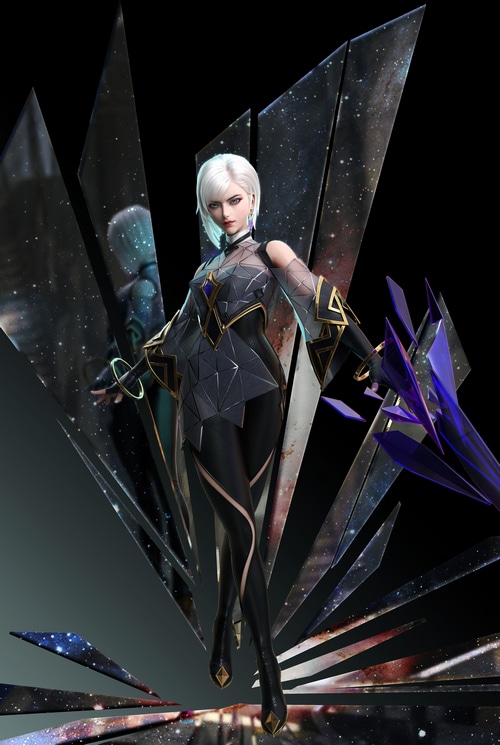 Fantasy girl Tangqiuqiu with cosmic background