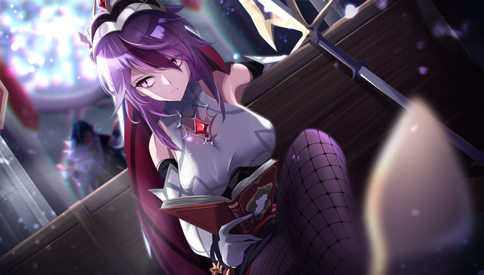 Rosaria from Genshin Impact reading a book