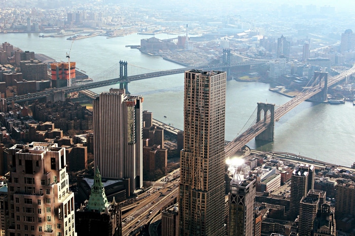 New York City skyline with Brooklyn and Manhattan Bridges