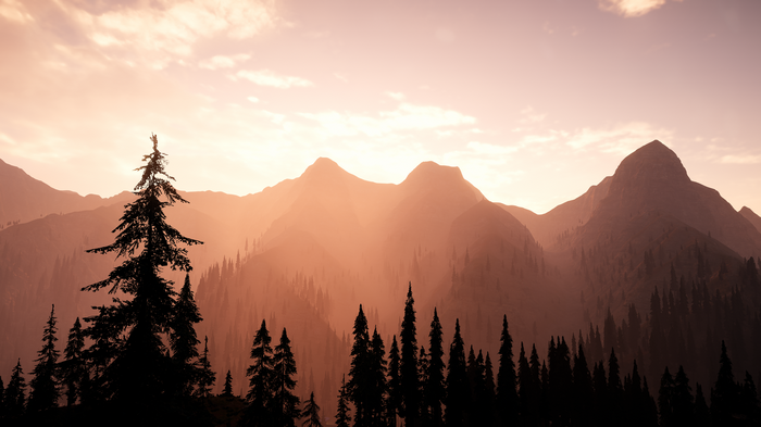 Far Cry 5 mountains at sunset