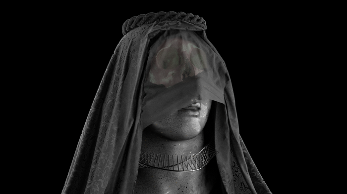 Statue with Veil and Skull