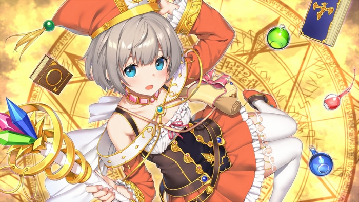 Anime girl with magic staff and spellbook