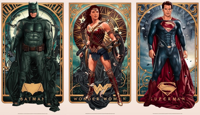 Batman, Wonder Woman, and Superman Artwork