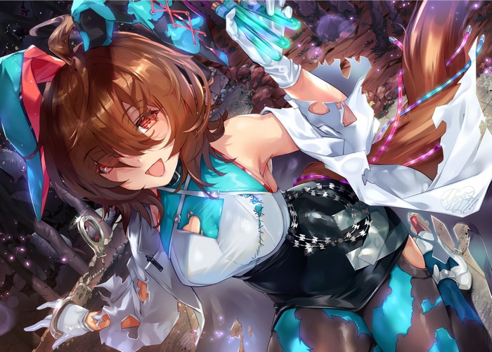 Anime girl with brown hair and red eyes