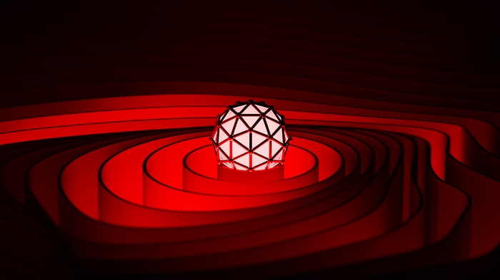 4K Red Abstract 3D Artwork with Lights