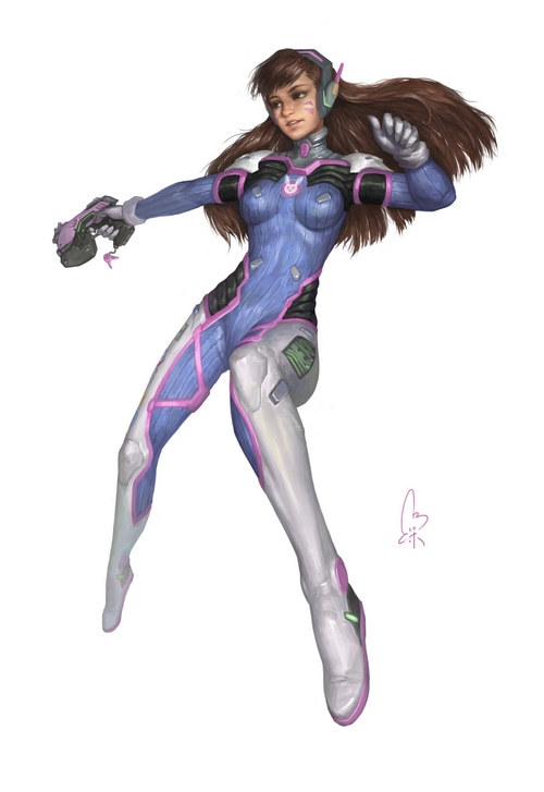 D.Va from Overwatch holding a weapon