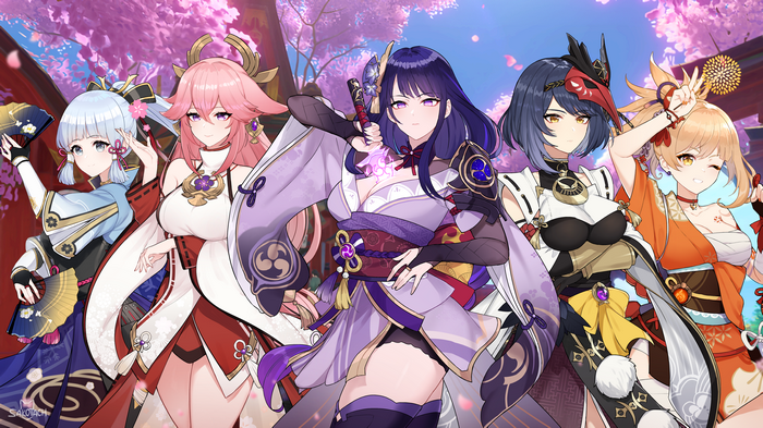 Genshin Impact: Ayaka, Yae Miko, Raiden Shogun, Sara, Yoimiya